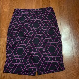 J. Crew Black and Purple Geometric Pencil Skirt. Size 0